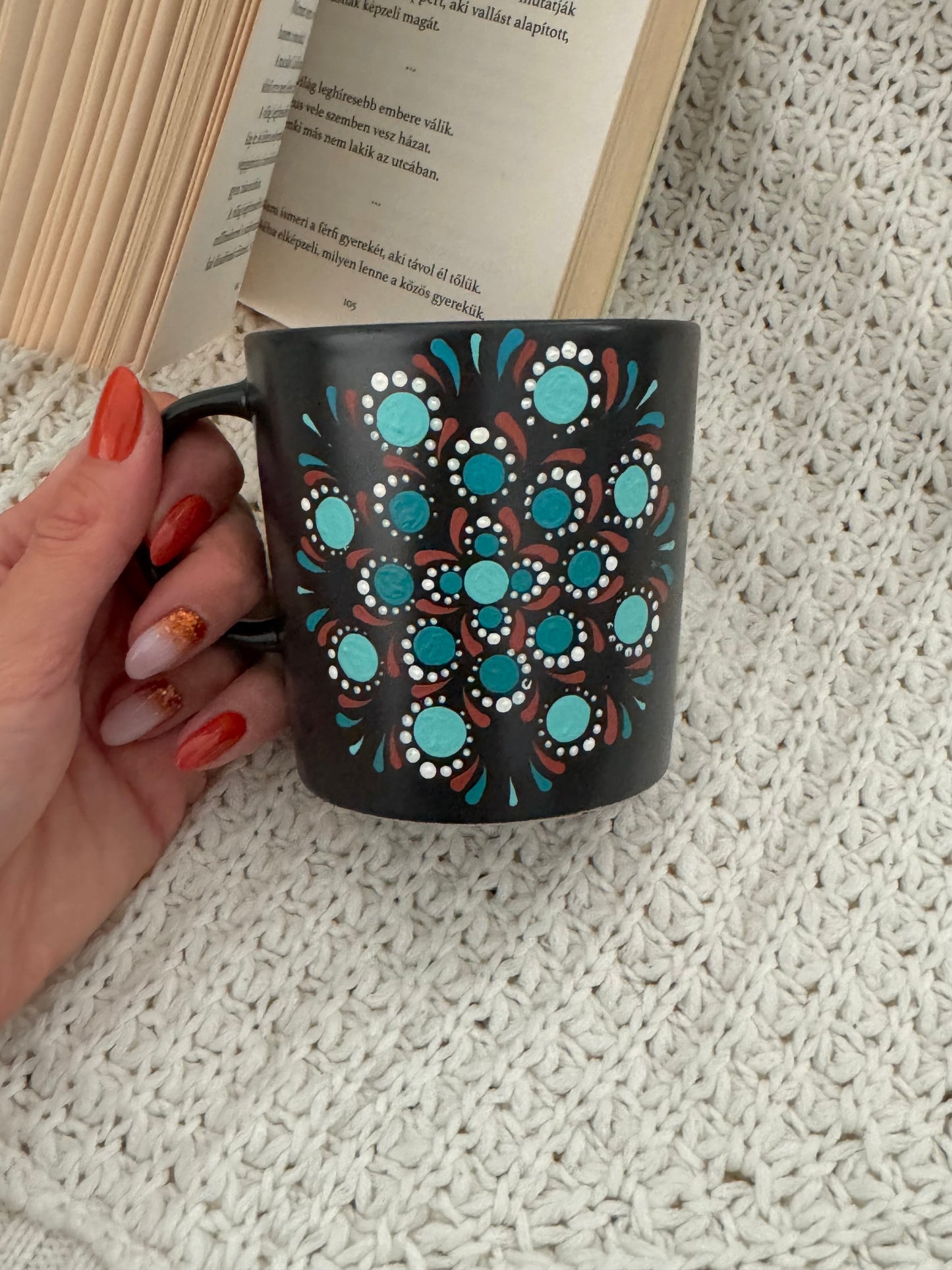 Handbemalte Mandala-Tasse - Einzigartig und Spülmaschinenfest - Blau