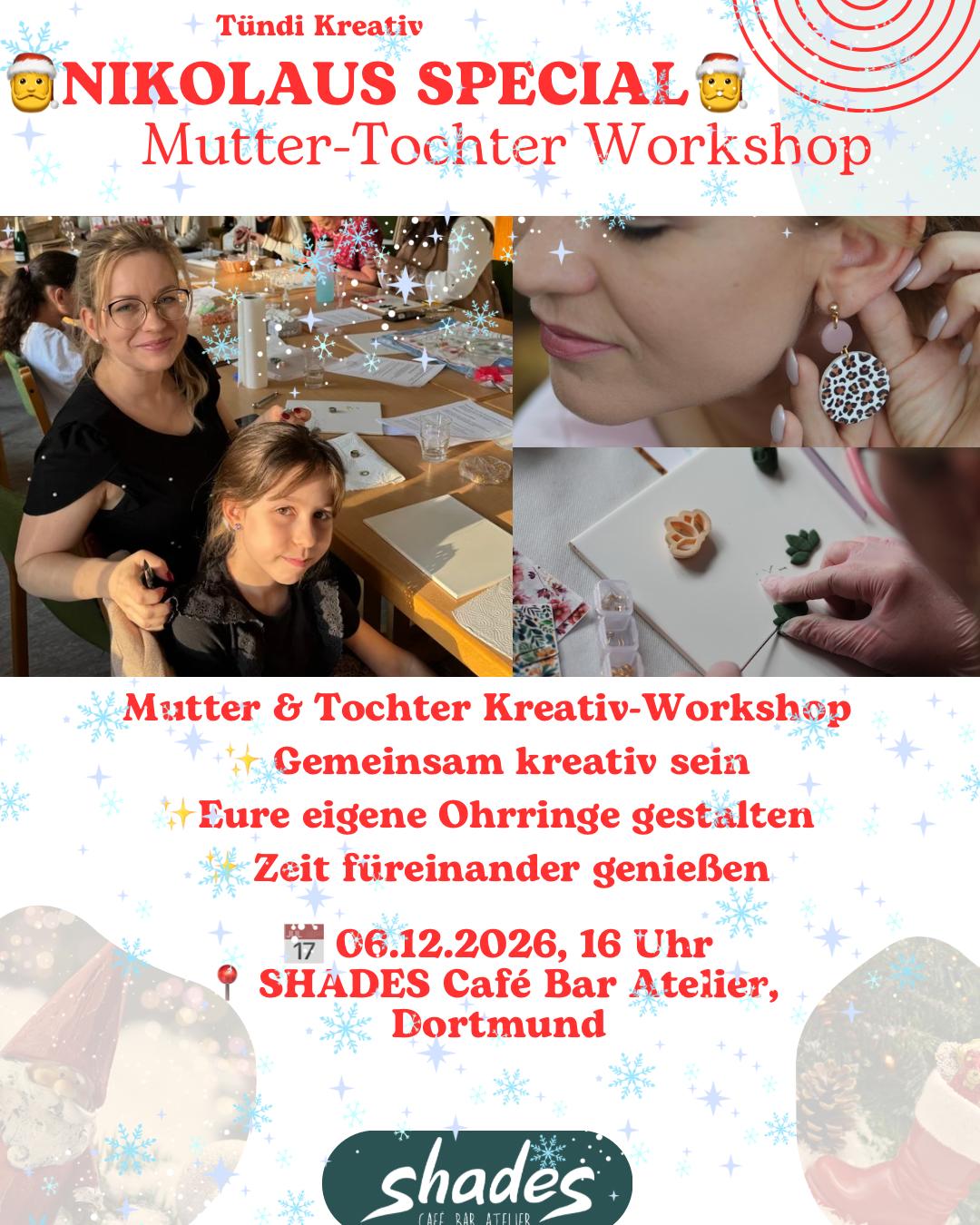 🎅🏻 Nikolaus Special I Mutter-Tochter Ohrring-Workshop | 06.12.2026 I 2 Personen