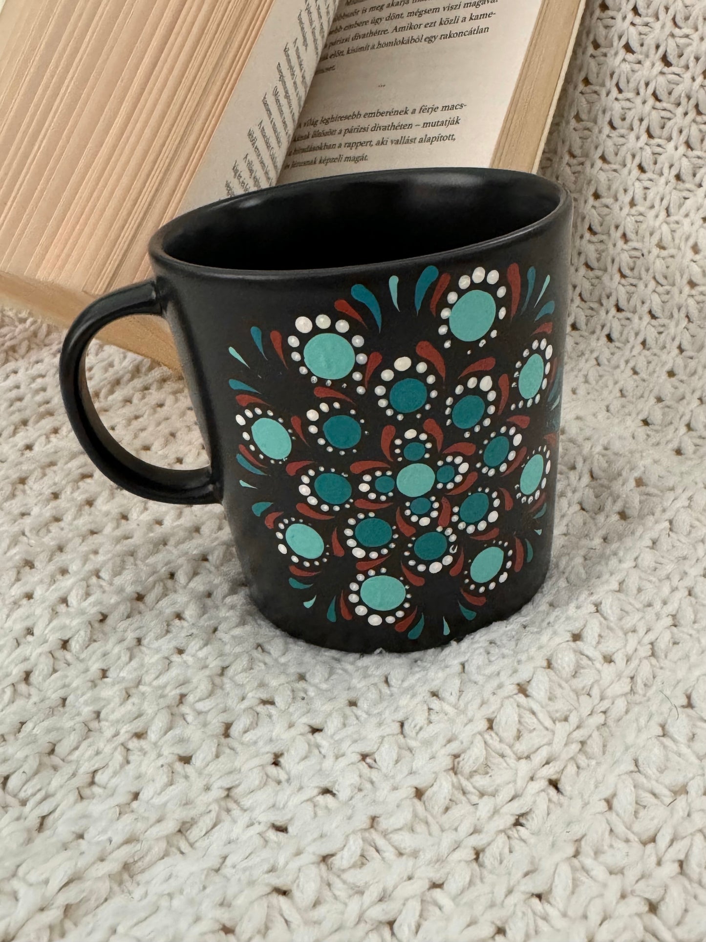 Handbemalte Mandala-Tasse - Einzigartig und Spülmaschinenfest - Blau