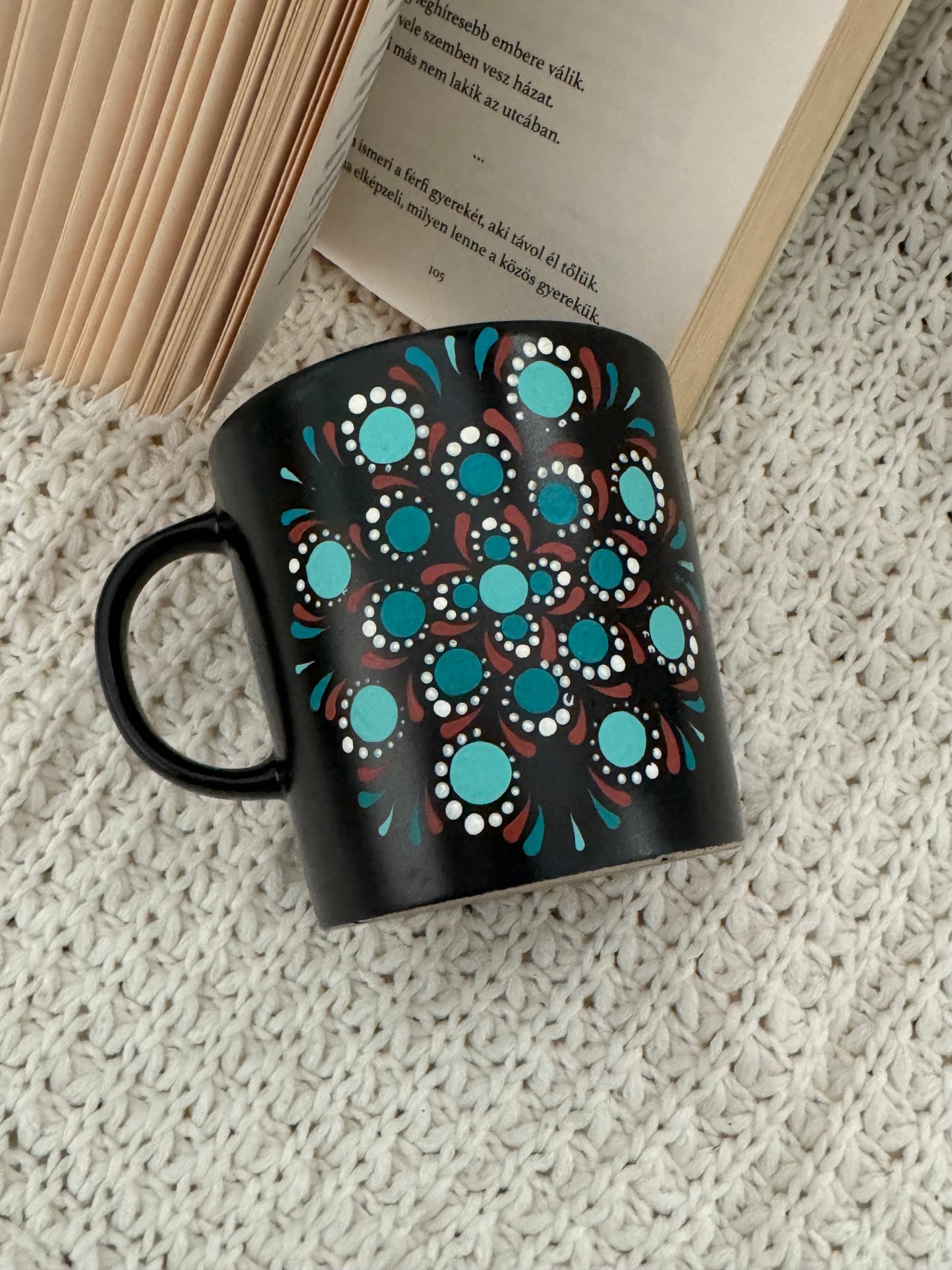 Handbemalte Mandala-Tasse - Einzigartig und Spülmaschinenfest - Blau