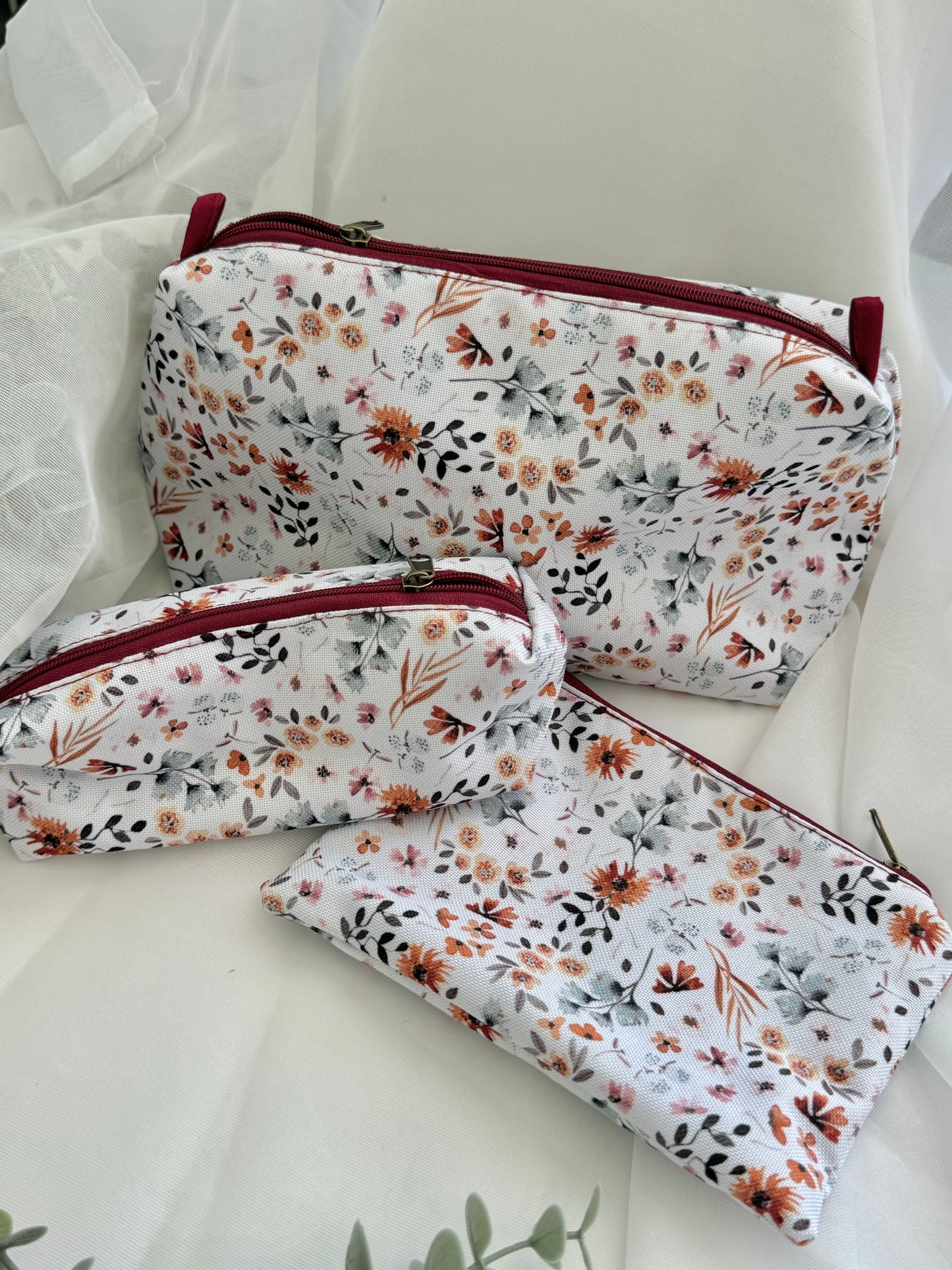 Kosmetiktasche 3er Set - Naturblüten